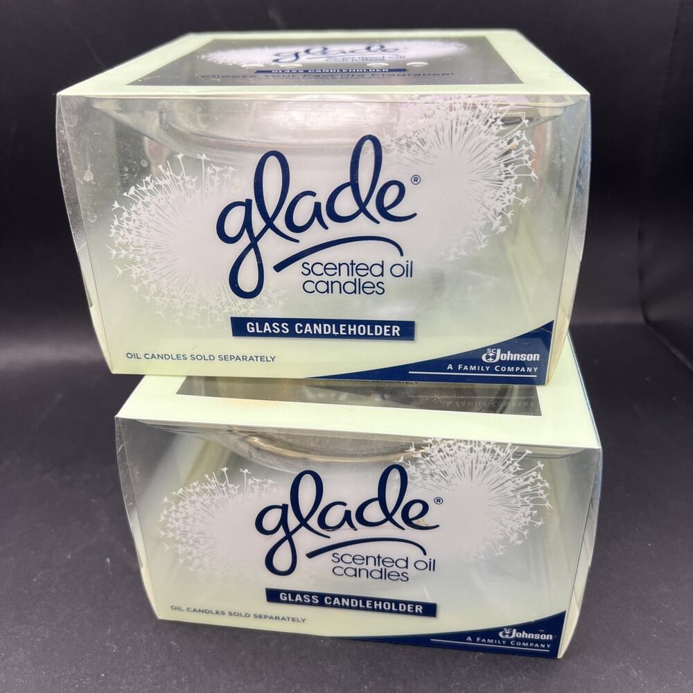 2 Pack Glade Scented Oil Candles Glass Candleholder Rare / Discontinued Sealed